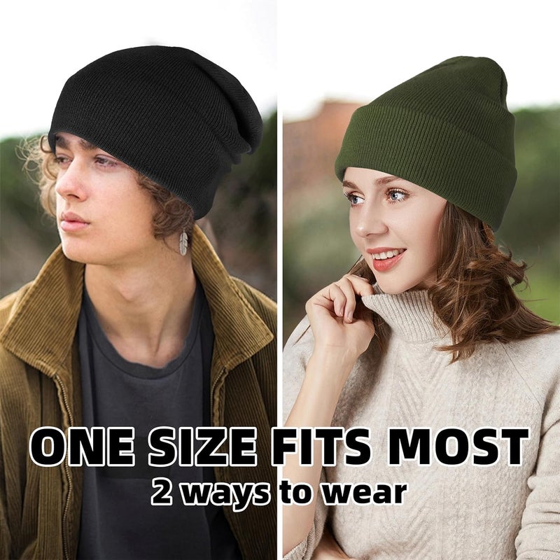 lucdnc Beanies for Men Women 2 Pack Fall Winter Men's Hats Unisex Warm Knit Skullies Beanies Soft Ski Caps - Image 3